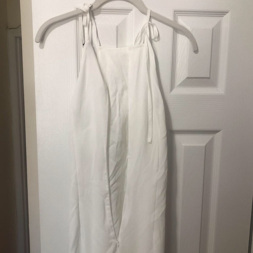 PrettyLittleThing White Ruffle High-Low Maxi Dress - Picture 3 of 3